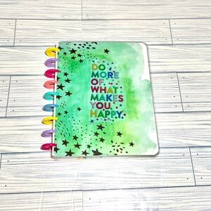 Happy planner classic size green watercolor  golden stars undated